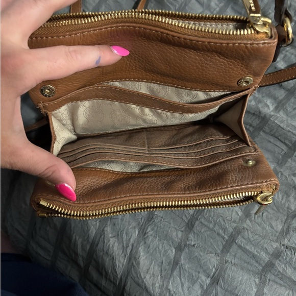 Michael Kors Brown Pebbled Leather Crossbody Bag - Picture 3 of 4